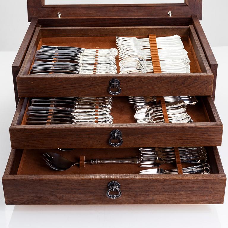 Bestickuppsättning, 90 dlr, silver, "Chippendale", Kultakeskus, Tavastehus 1991-92. I bestickschatull.