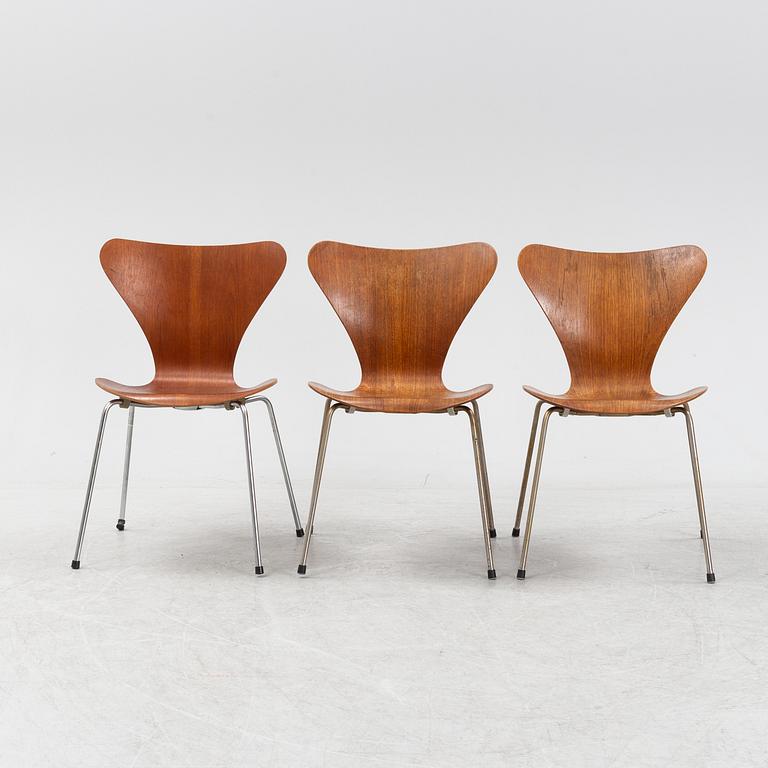 Arne Jacobsen, stolar 3 .st, "Sjuan", Fritz Hansen, 1960-tal.
