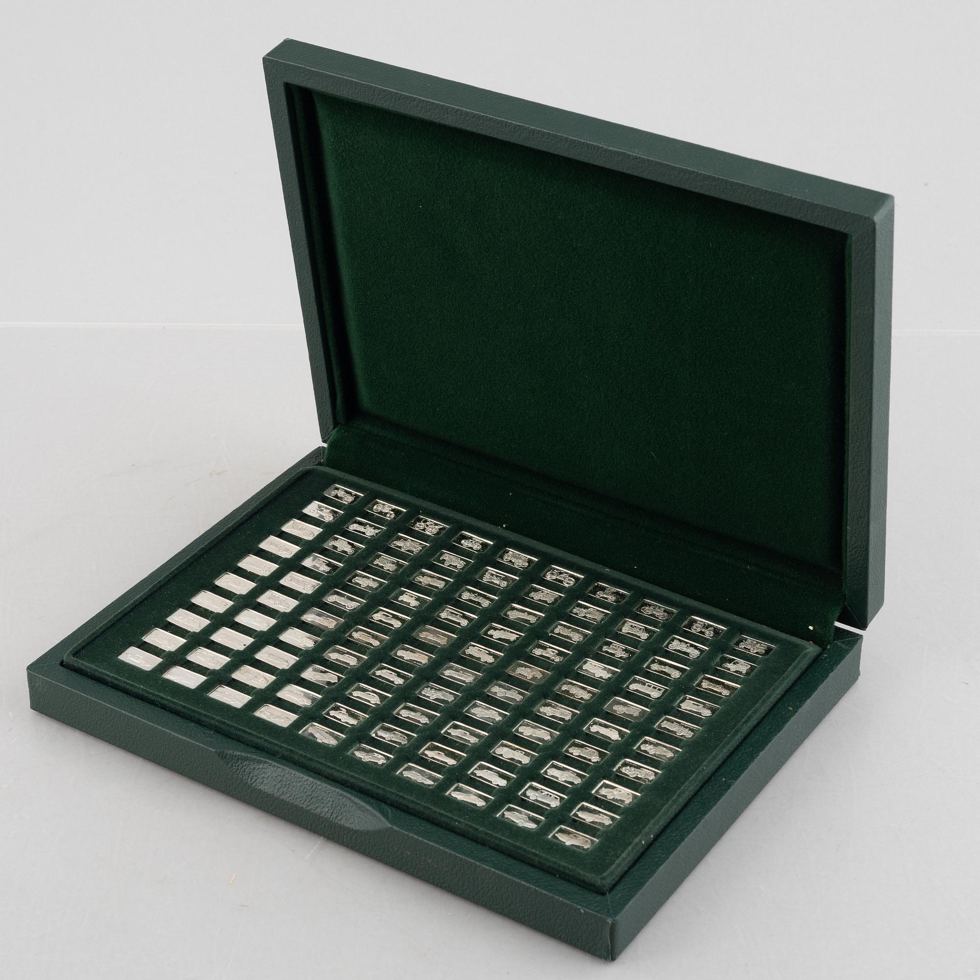 Franklin Mint, miniatures, 100 pcs, sterling silver, "The 100 Greatest Cars", 1975.