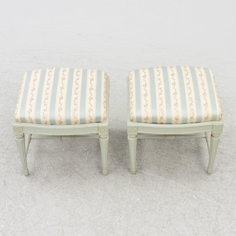 A pair of Gustavian stools, Sweden, late 18th century.