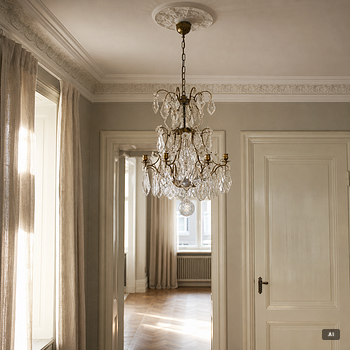 A Rococo style chandelier, first half of the 20th century.