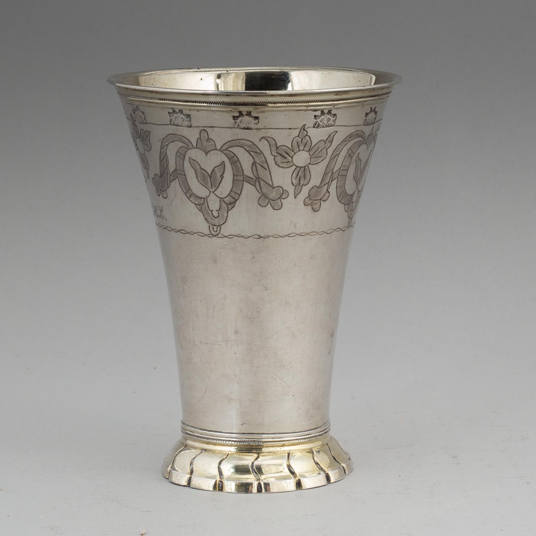 A silver beaker probably by Mikael Hammarberg, Härnösand 1771.