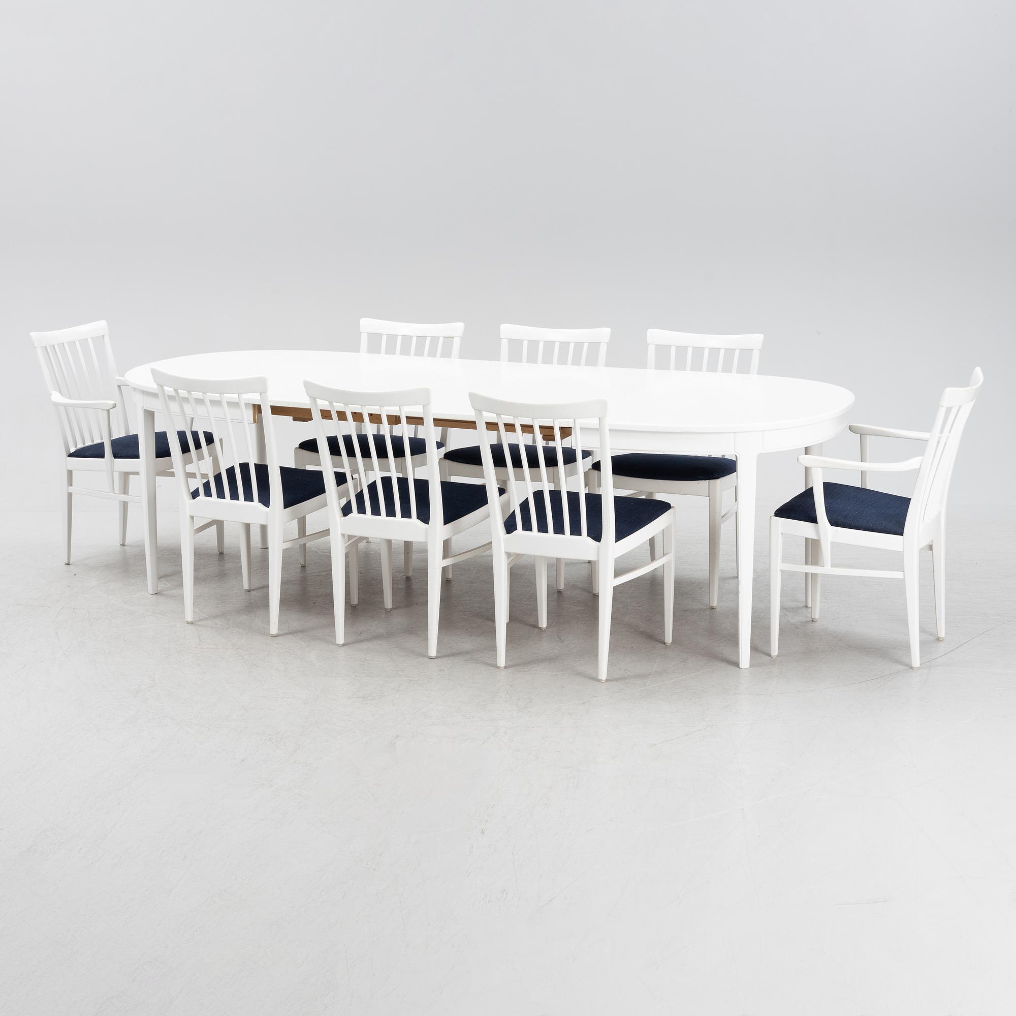 Carl Malmsten, a nine-piece 'Herrgården' dining suite, Bodafors.