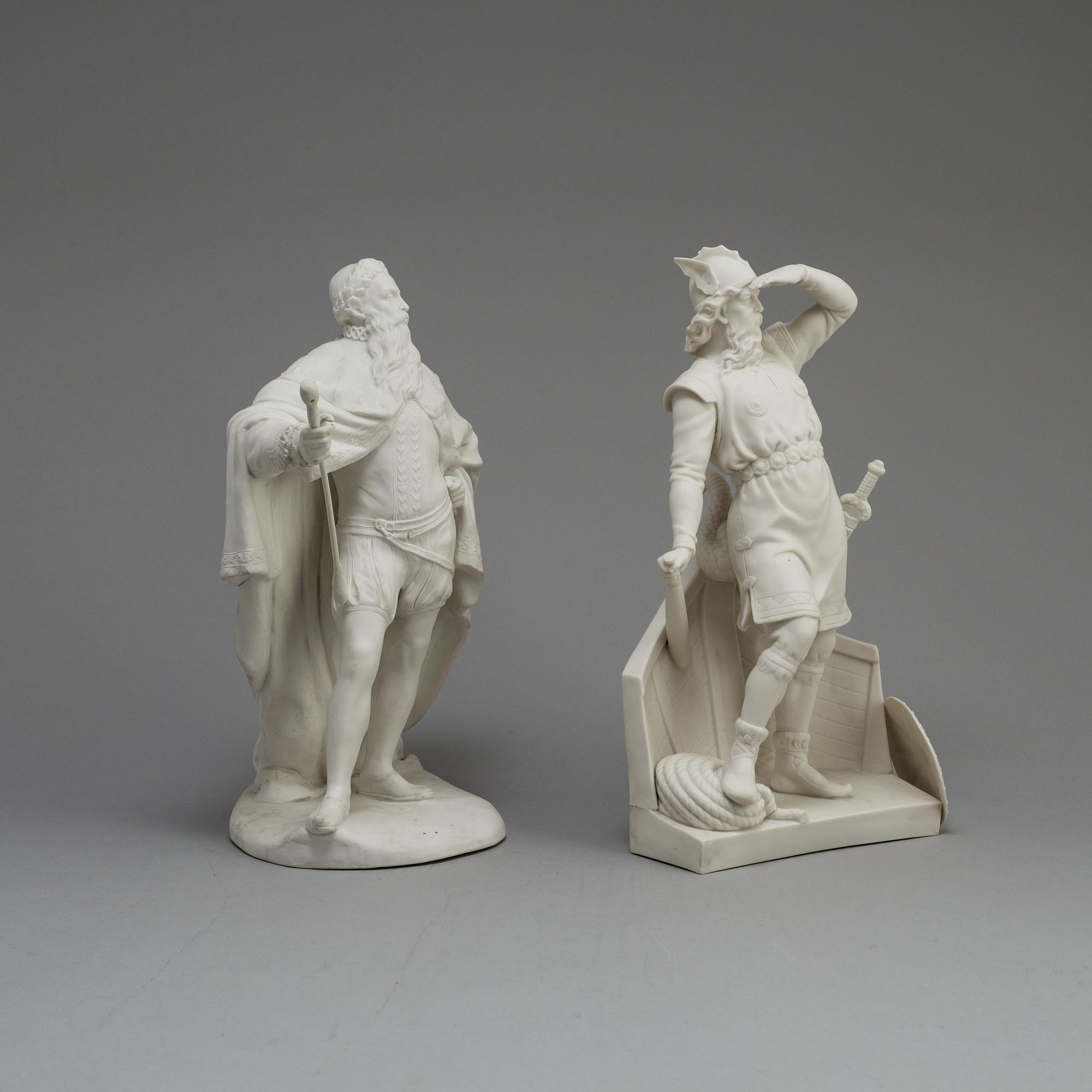 TWO PARIAN FIGURES, Rörstrand and Gustafsberg, ca 1900.