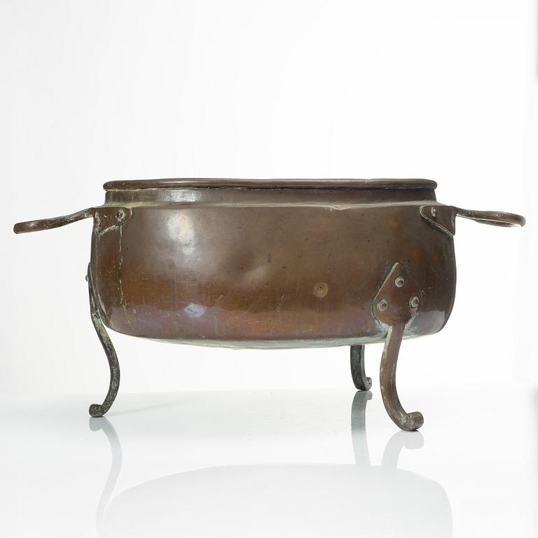 A Swedish copper cauldron, late 18th century.