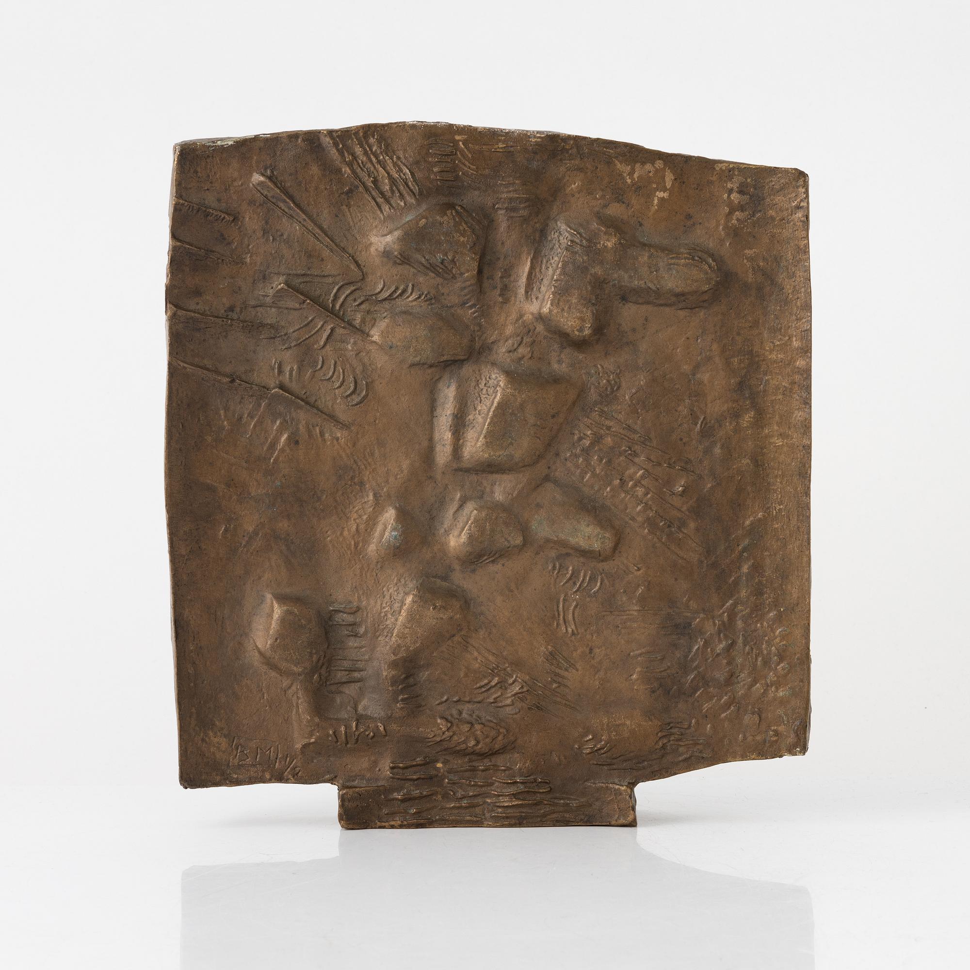 Bror Marklund, embossment, signed, numbered, bronze, measurements 33 x 31 cm.