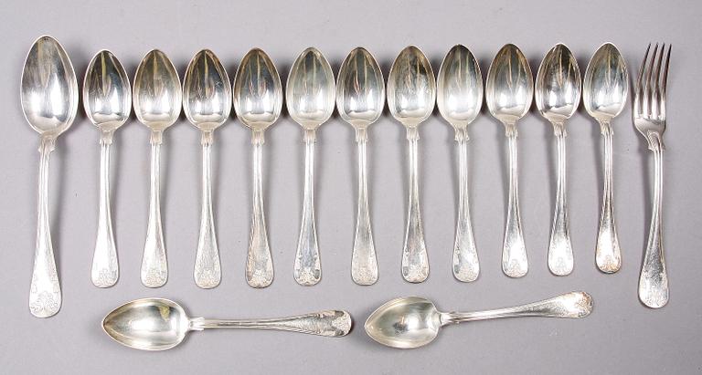 BESTICKSERVISDELAR, 15 st, silver, bl a GAB, K Andersson, AG Dufva, Stockholm, 1912-7.