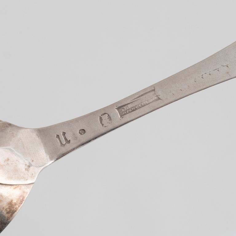 Swedish silver spoons, 7 pieces 18th century and one 19th century.