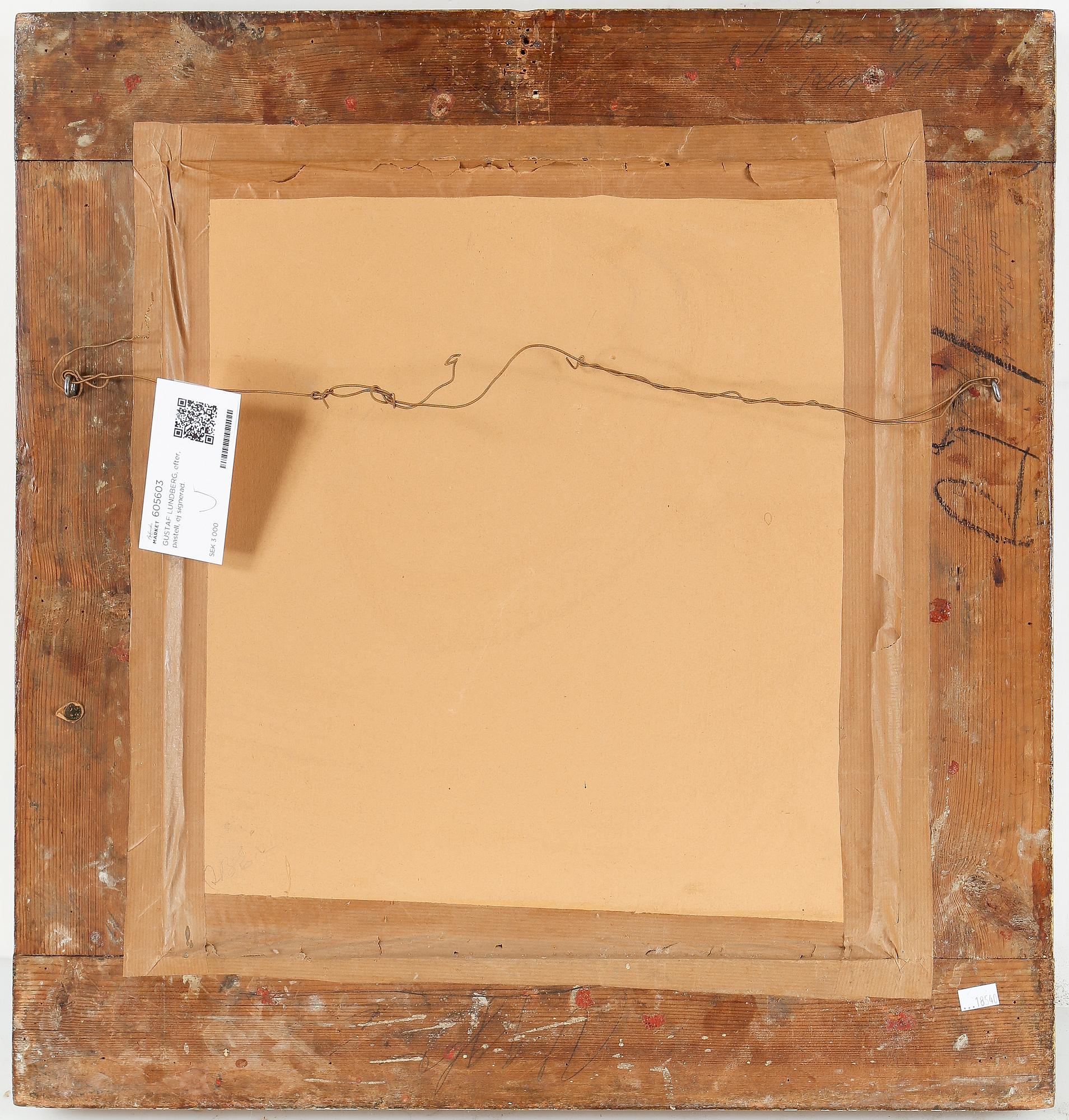 GUSTAF LUNDBERG, efter, pastell, ej signerad, tidigt 1900-tal.