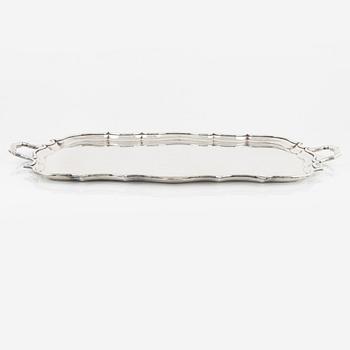 A silver plated tray, 20th Century.