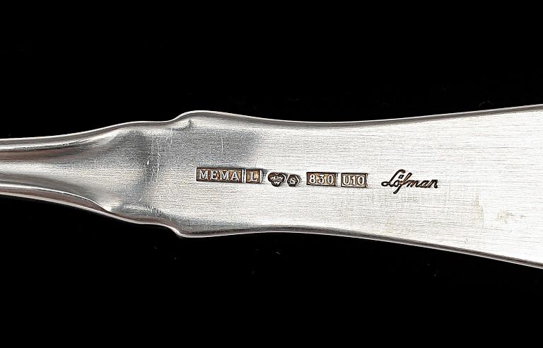 BESTICKSERVIS, 39 delar, silver, "Uppsala", Löfman, MEMA, Linköping, 1990-tal. Totalvikt ca 1960 gram.