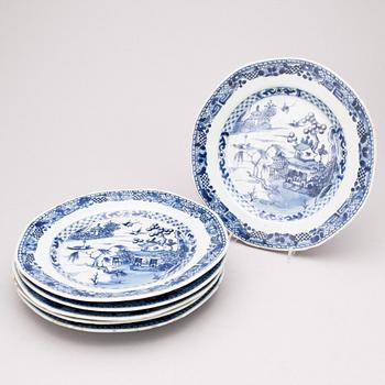 TALLRIKAR, 6 st, porslin, Qianlong, Kina, 1736-1795.