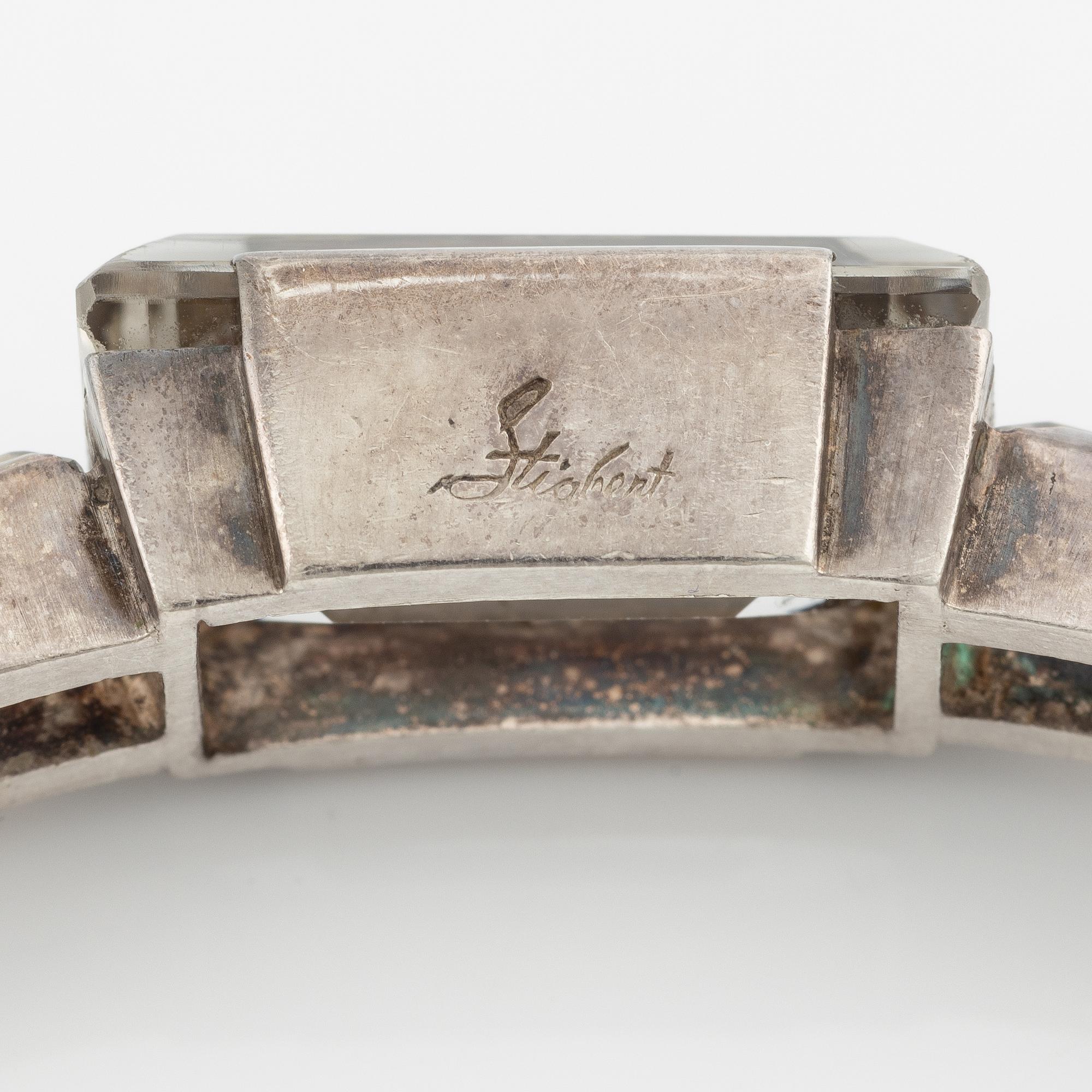 Bracelet silver with step-cut rock crystal, Stigbert.