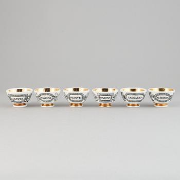 Piero Fornasetti, skålar, 6 st, porslin, Milano, Italien.