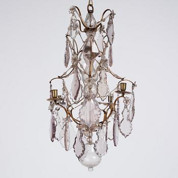 A Swedish Rococo four-light chandelier, 18th century.