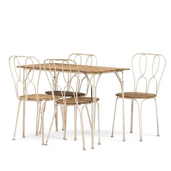 451. Hans Bergström, a five-piece garden furniture set, ateljé Lyktan, Åhus, 1940s-50s.