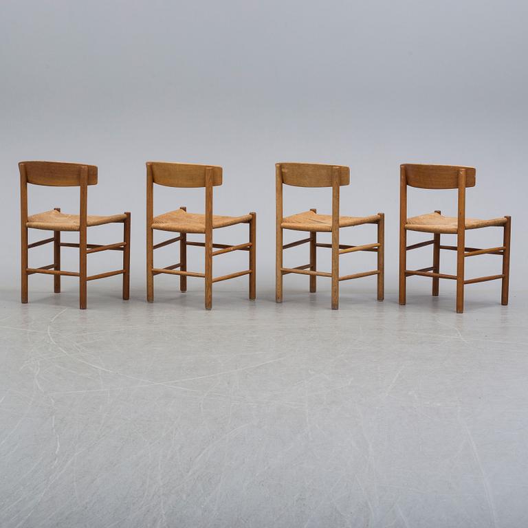 BØRGE MOGENSEN, four oak 'J-39' chairs from FDB möbler, Denmark.