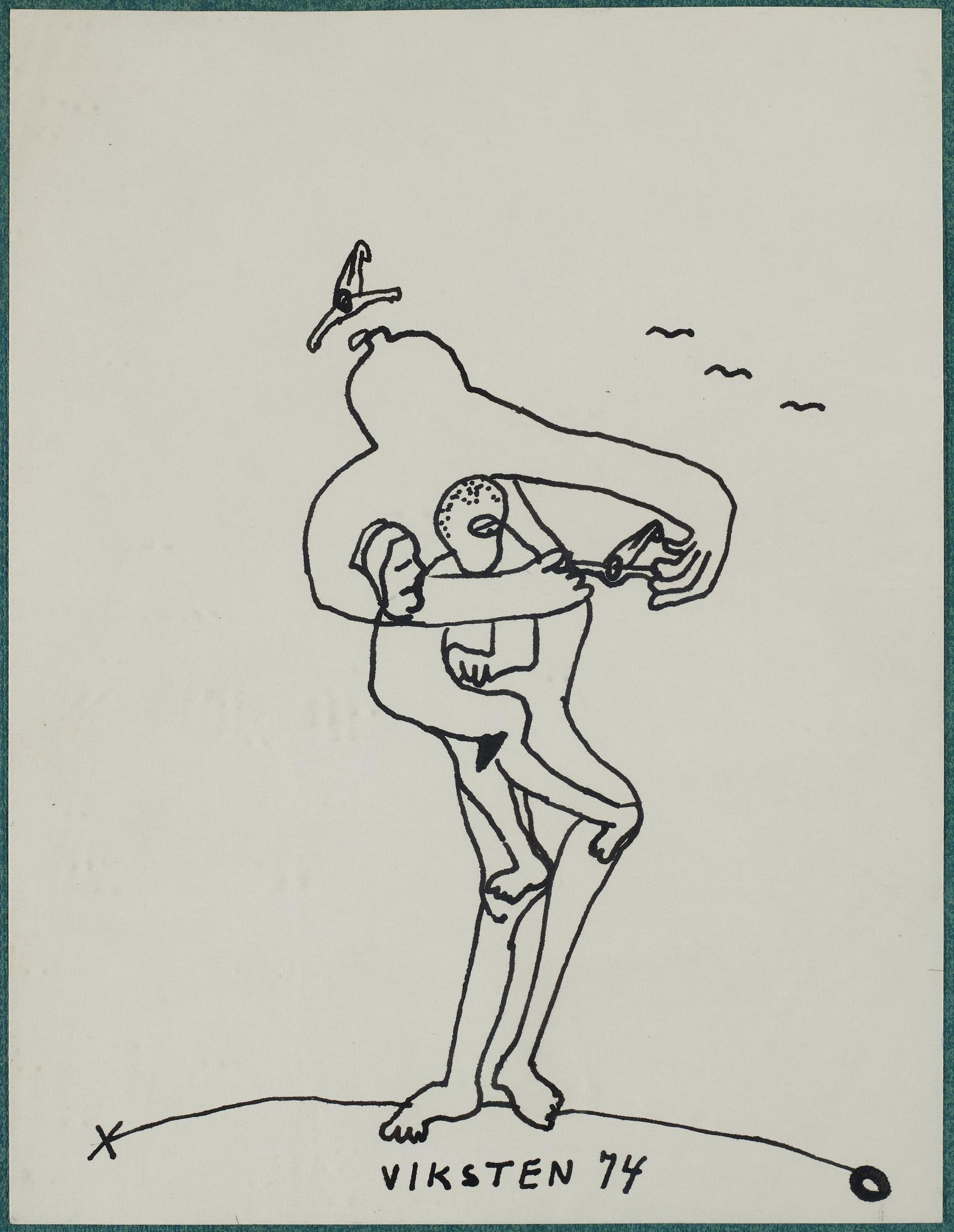 Hans Viksten, 4 framed indian ink drawings, signed and dated -70, -72, -74, -78.