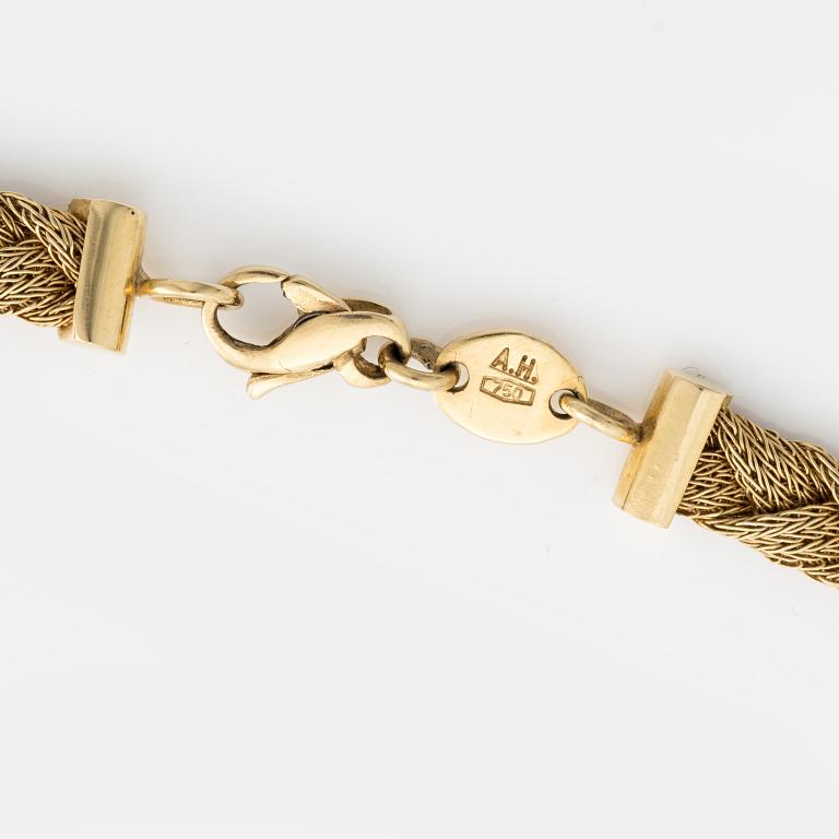 Collier, flätad, 18K guld,