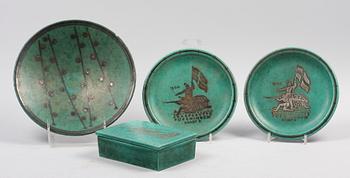 ASK samt FAT, 4 delar, stengods. "Argenta". Wilhelm Kåge, Gustavsberg.