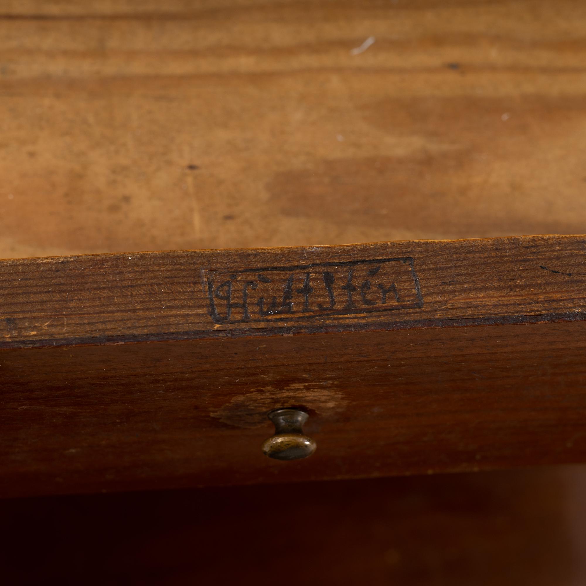 A late Gustavian mahognay secretaire by Jonas Hultsten, Stockholm (1773-1794).