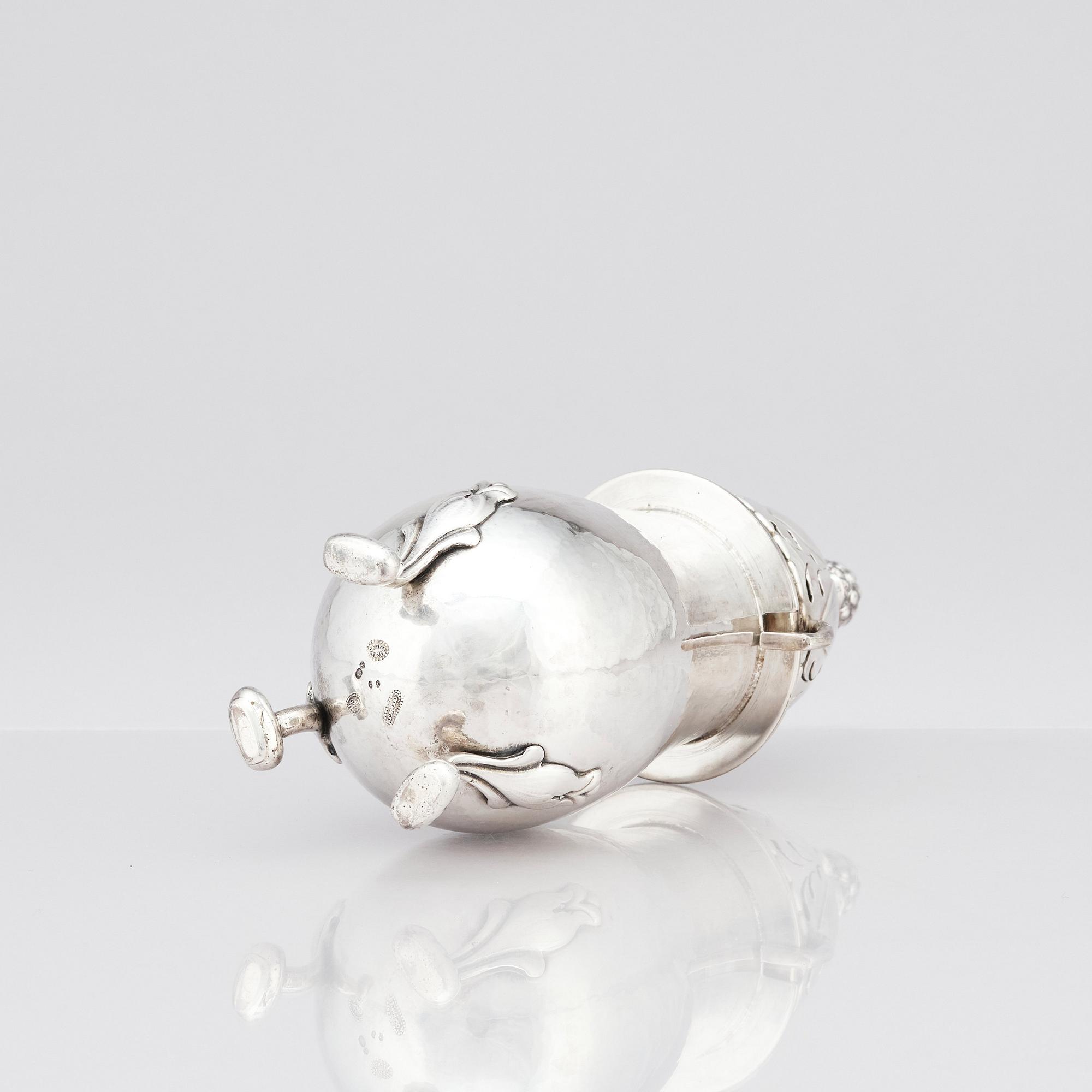 Georg Jensen, an 830/1000 silver sugar castor, Copenhagen, Denmark, ca 1915-1919, design nr 69.