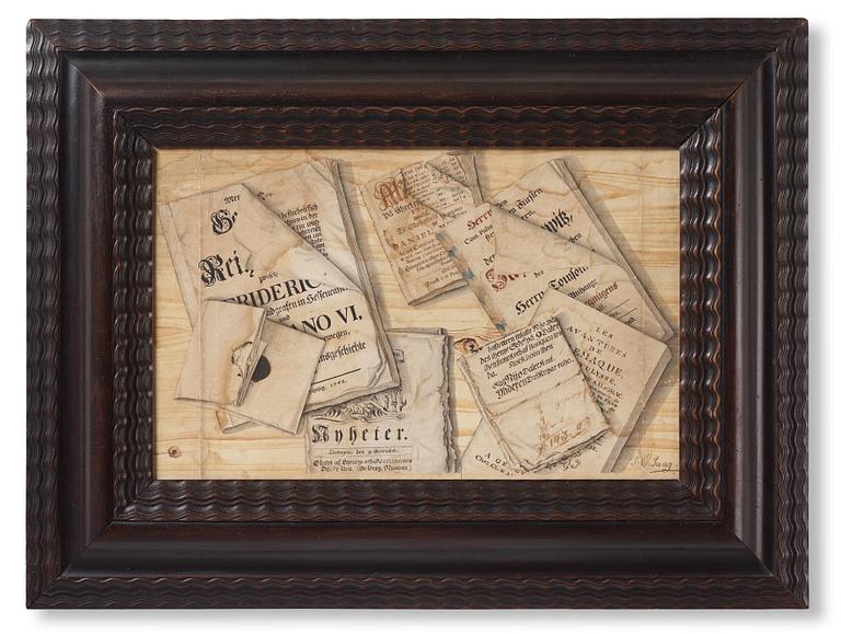 Johan Caspar Jung, Trompe l'oeil med böcker och spelkort.