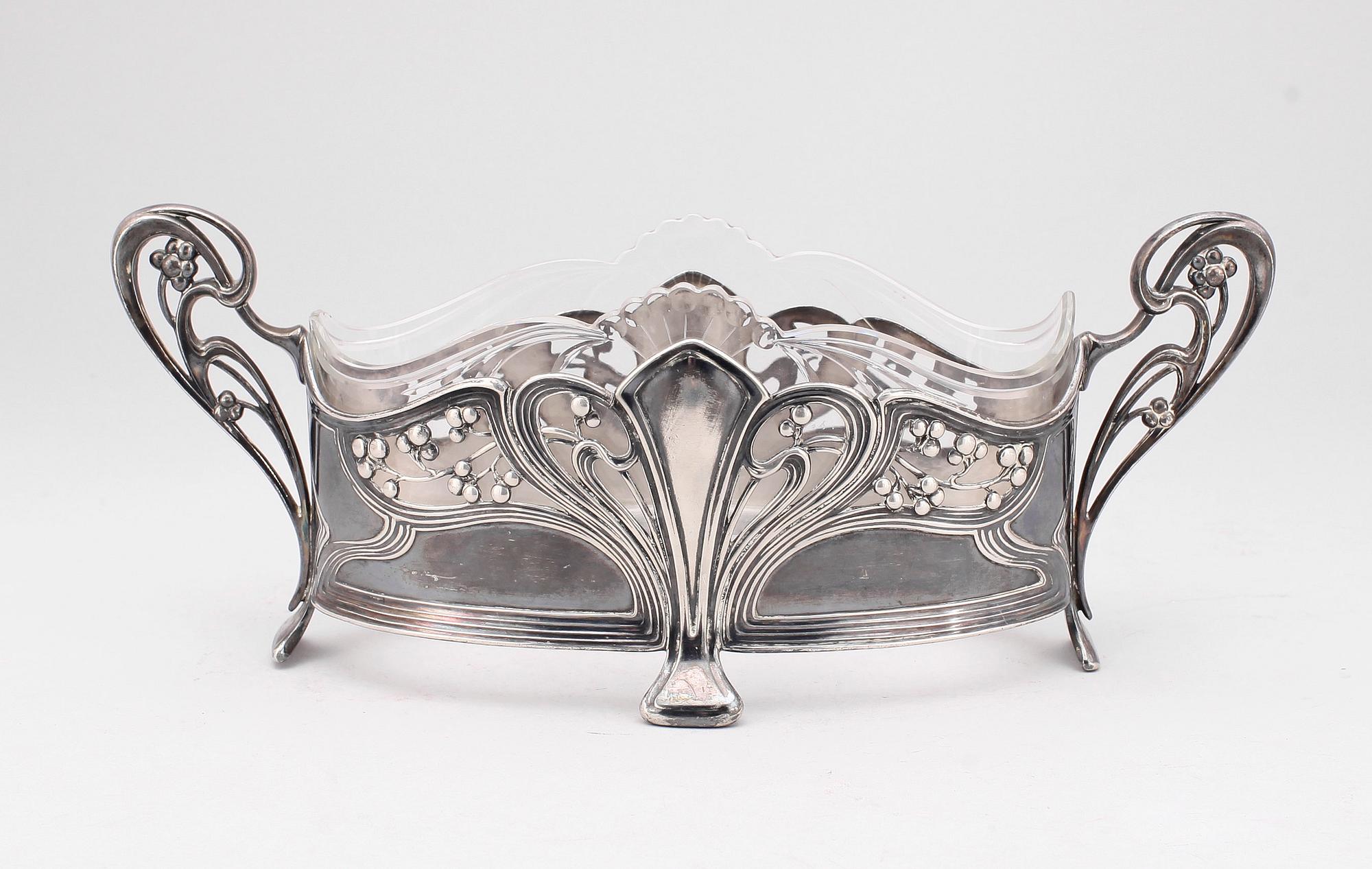 JARDINJÄR, Britanniametall och glas, WMF, jugend, 1900-talets början.