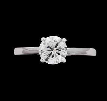 1012. A brilliant cut diamond ring, 1.02 cts. Cert. HRD.
