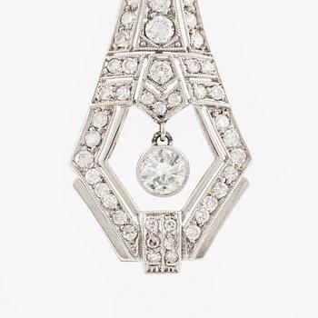 Brosch med hänge, 18K vit/rödguld med briljantslipade och åttkantslipade diamanter.