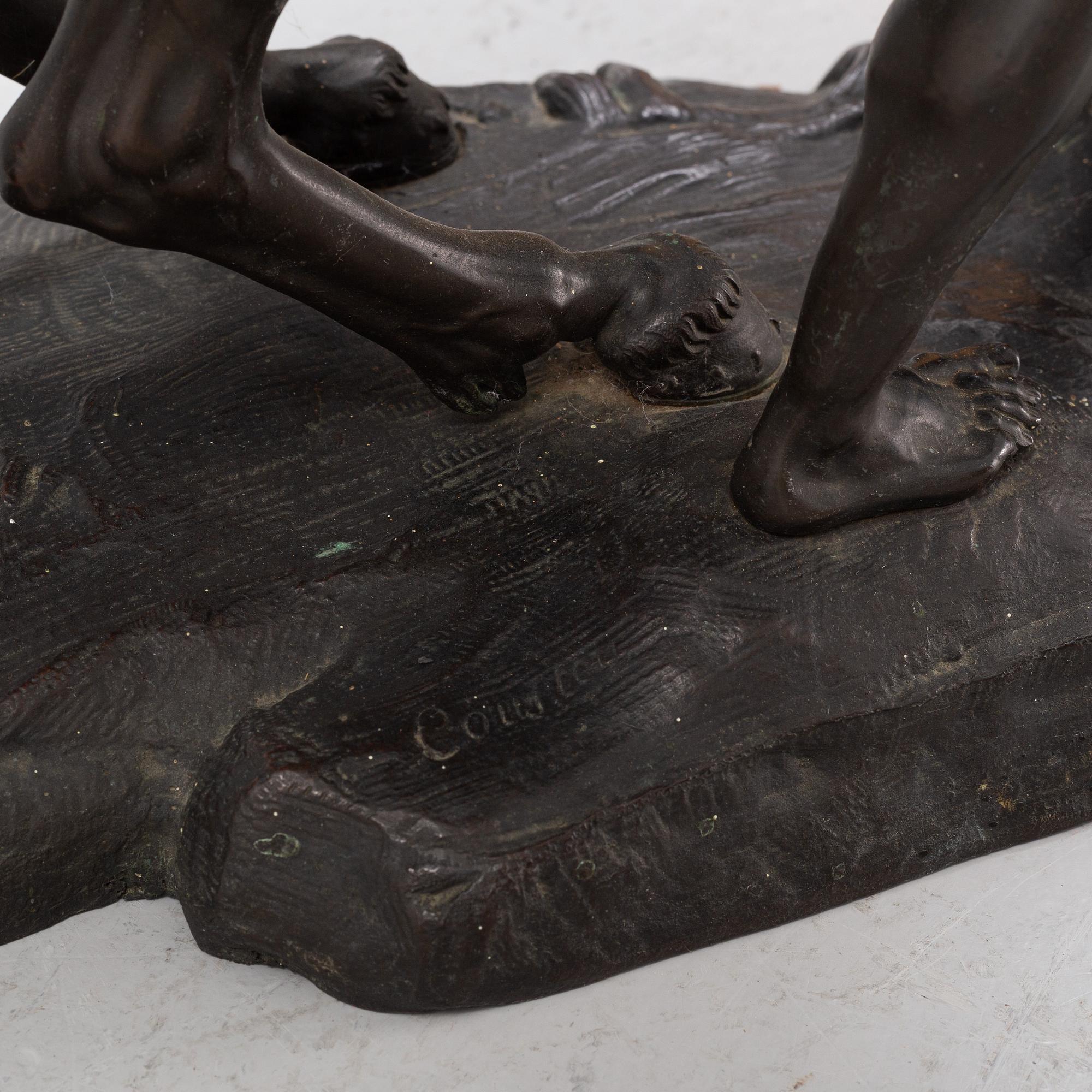 Guilliaume Coustou, after, a pair of bronze sculptures.