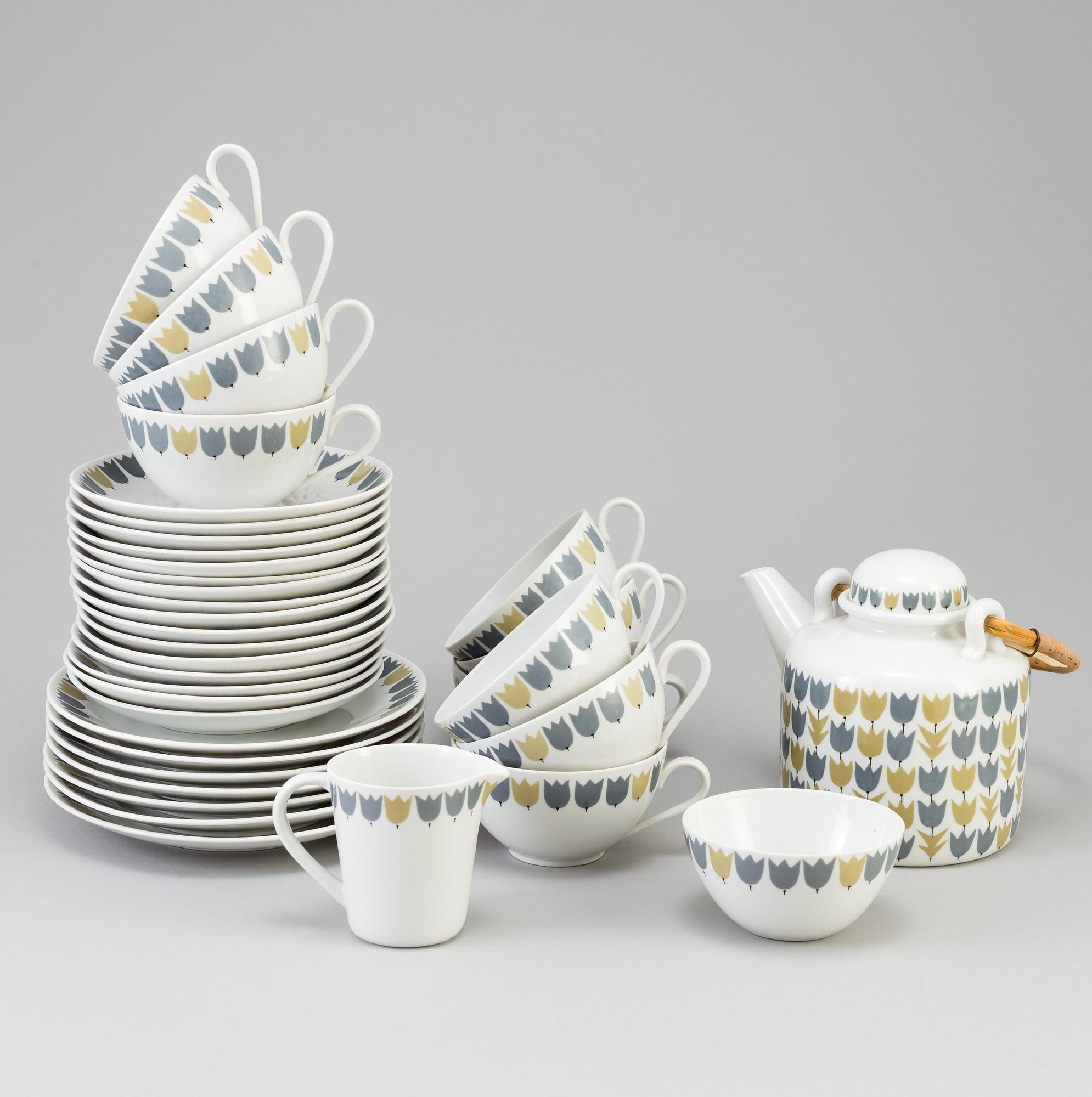 TESERVIS, 20+6 delar, porslin, "Party", Rörstrand, 1950/60-tal.