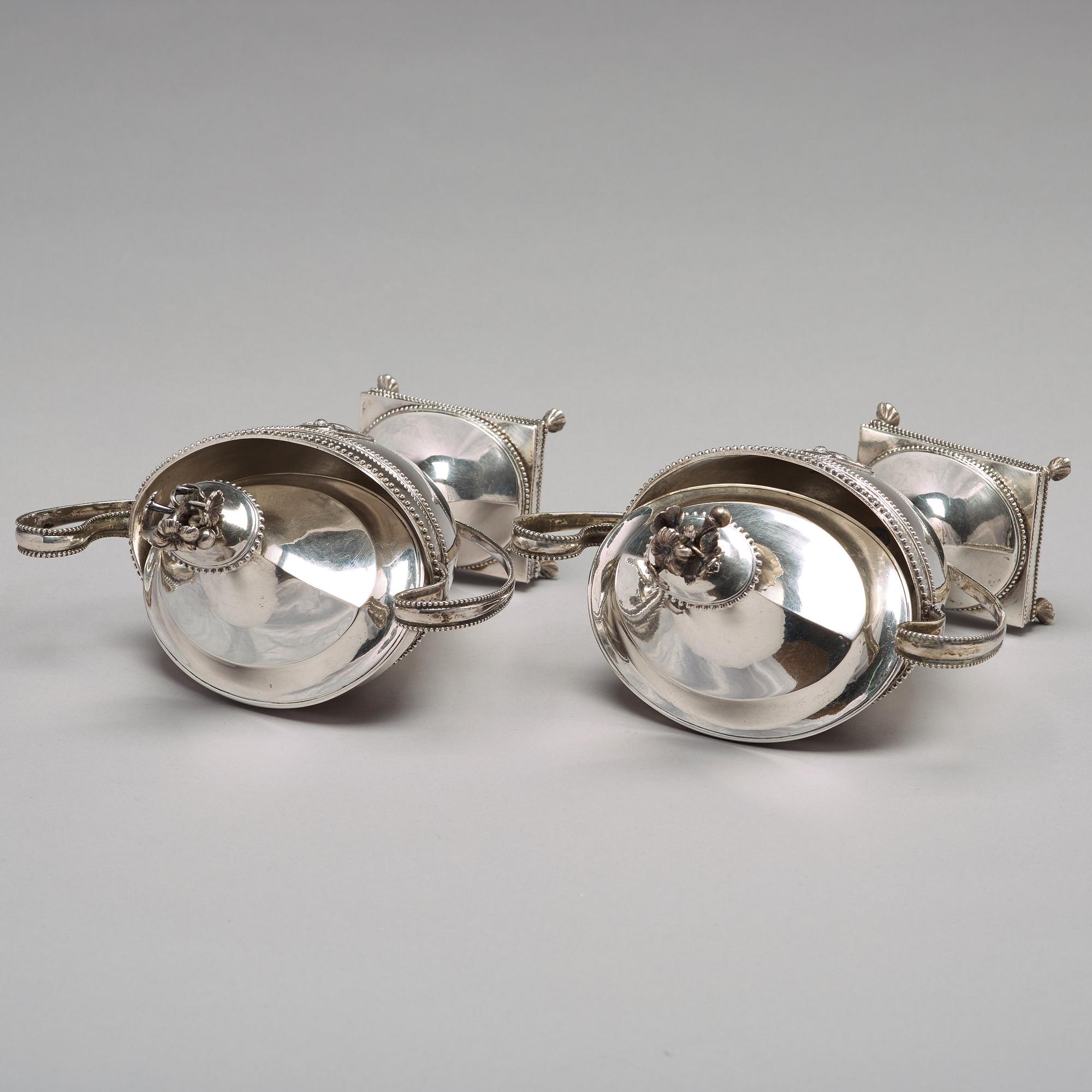 Johan Fagerberg, sockerskålar ett par, silver, Karlskrona 1789. Gustavianska.