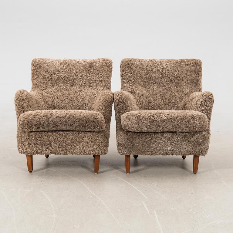 Armchairs, a pair from the 1940s.
