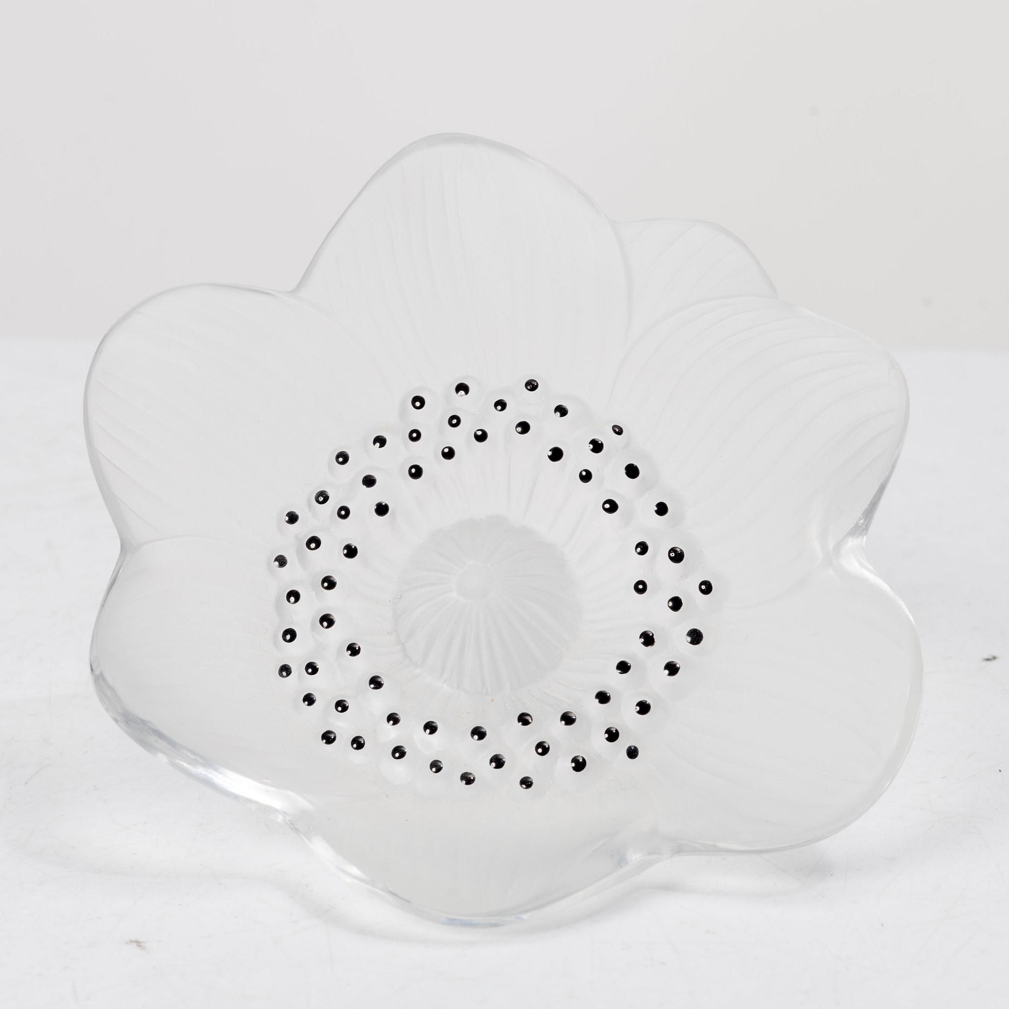 René Lalique, Six glass objects, Lalique, France, second half of the 20th century.