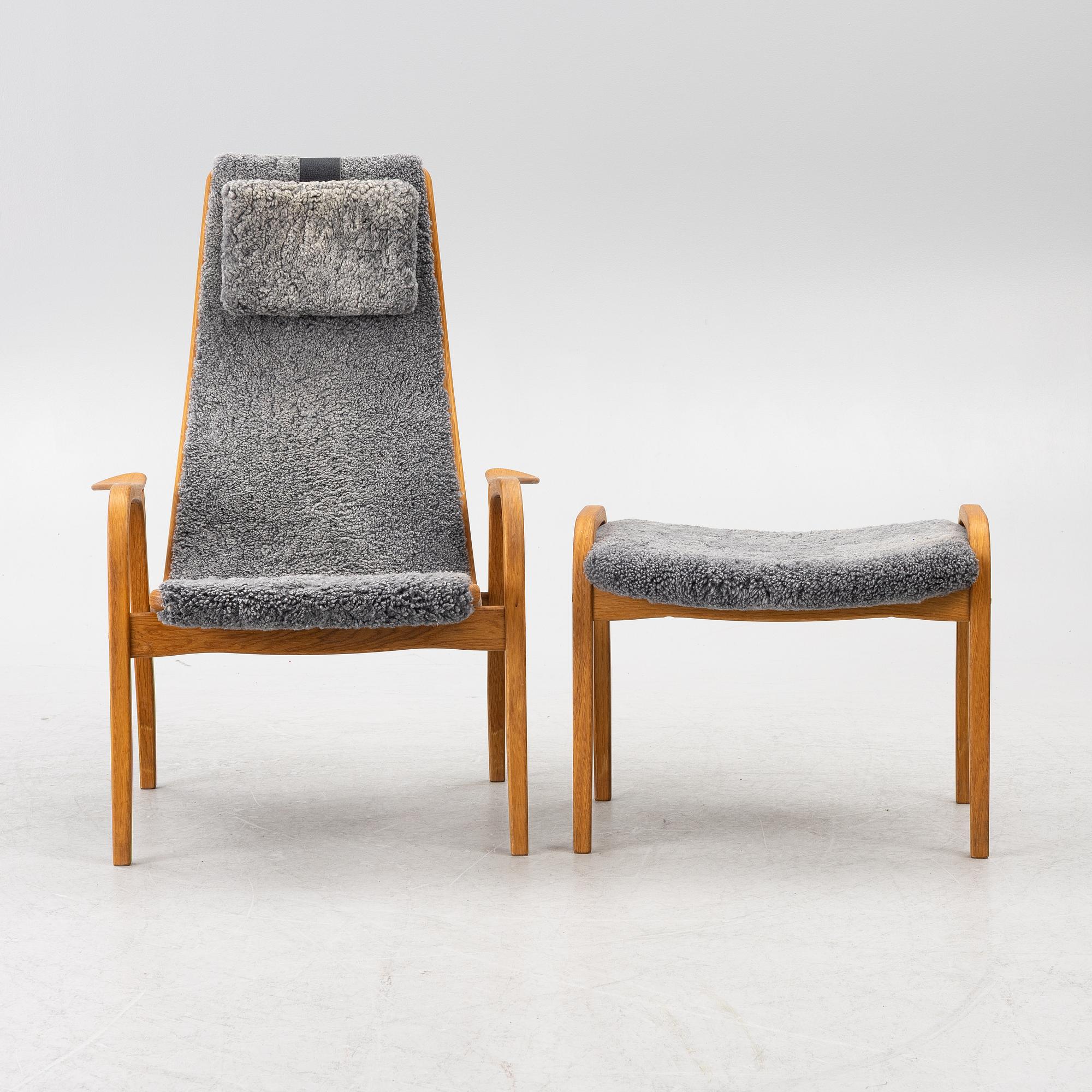 Yngve Ekström, a 'Lamino' armchair with ottoman, Swedese, Sweden, 2018.