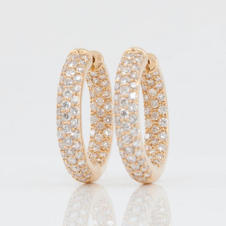A pair of diamond hoop earrings, 2.65 cts according to engraving.