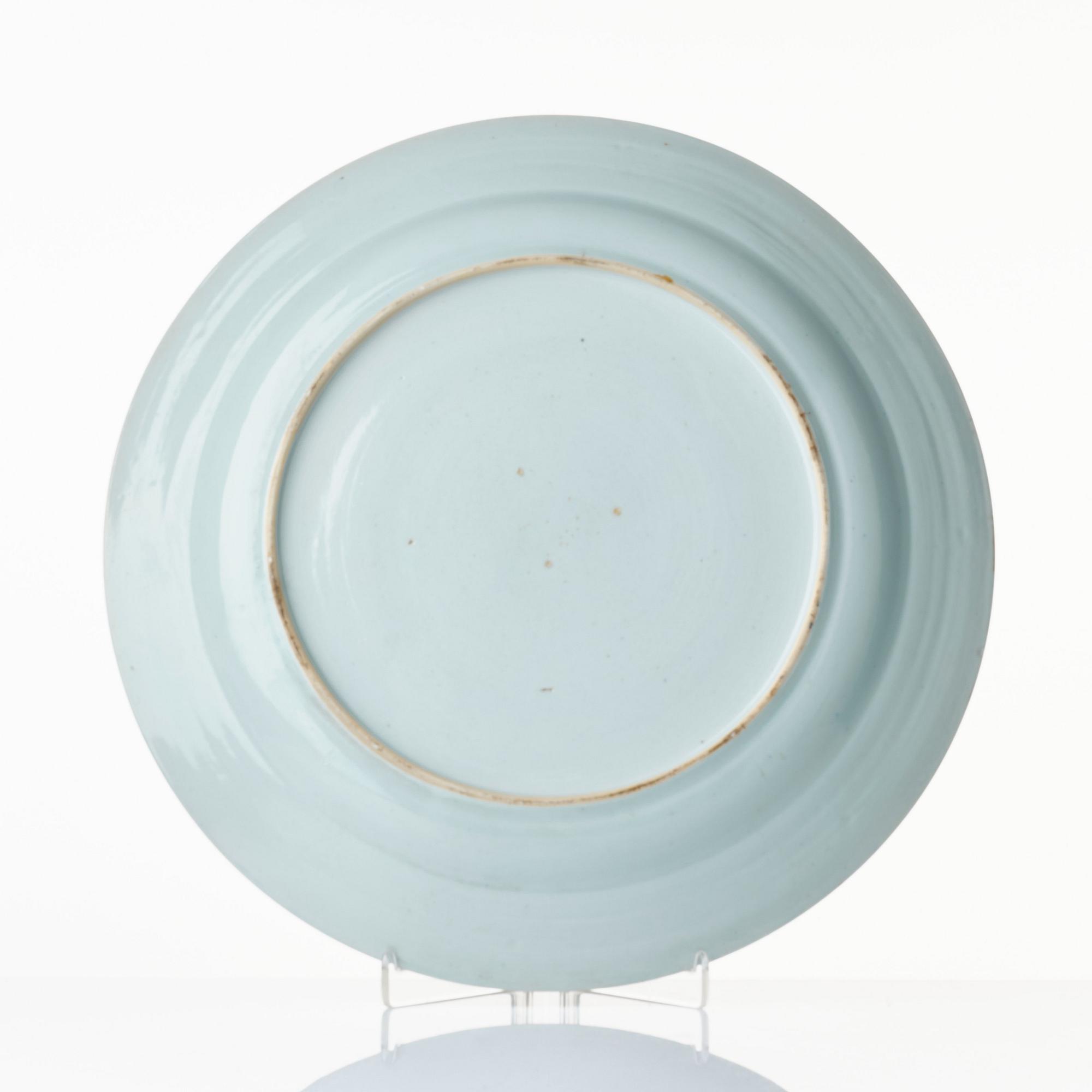 Bålar med fat, ett par , kompaniporslin. Qingdynastin, 1700-tal.