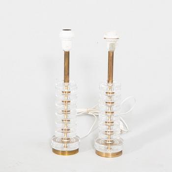 Carl Fagerlund, a pair of glass table lamps from Orrefors 1970/80s.