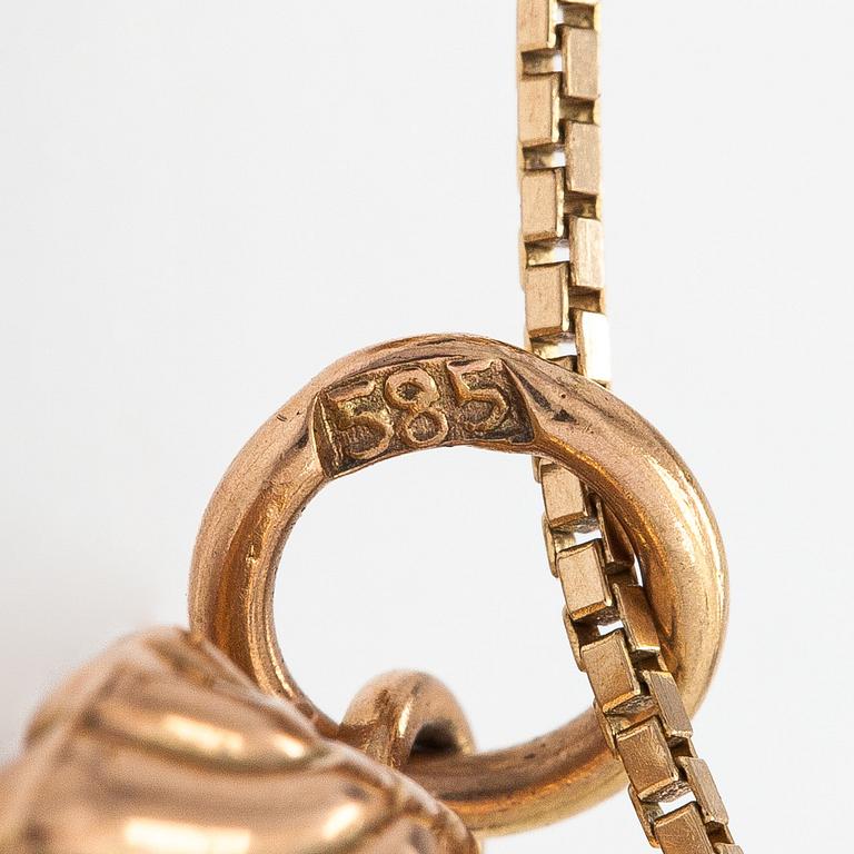 Halsband, 2 st hängen, 14K guld.