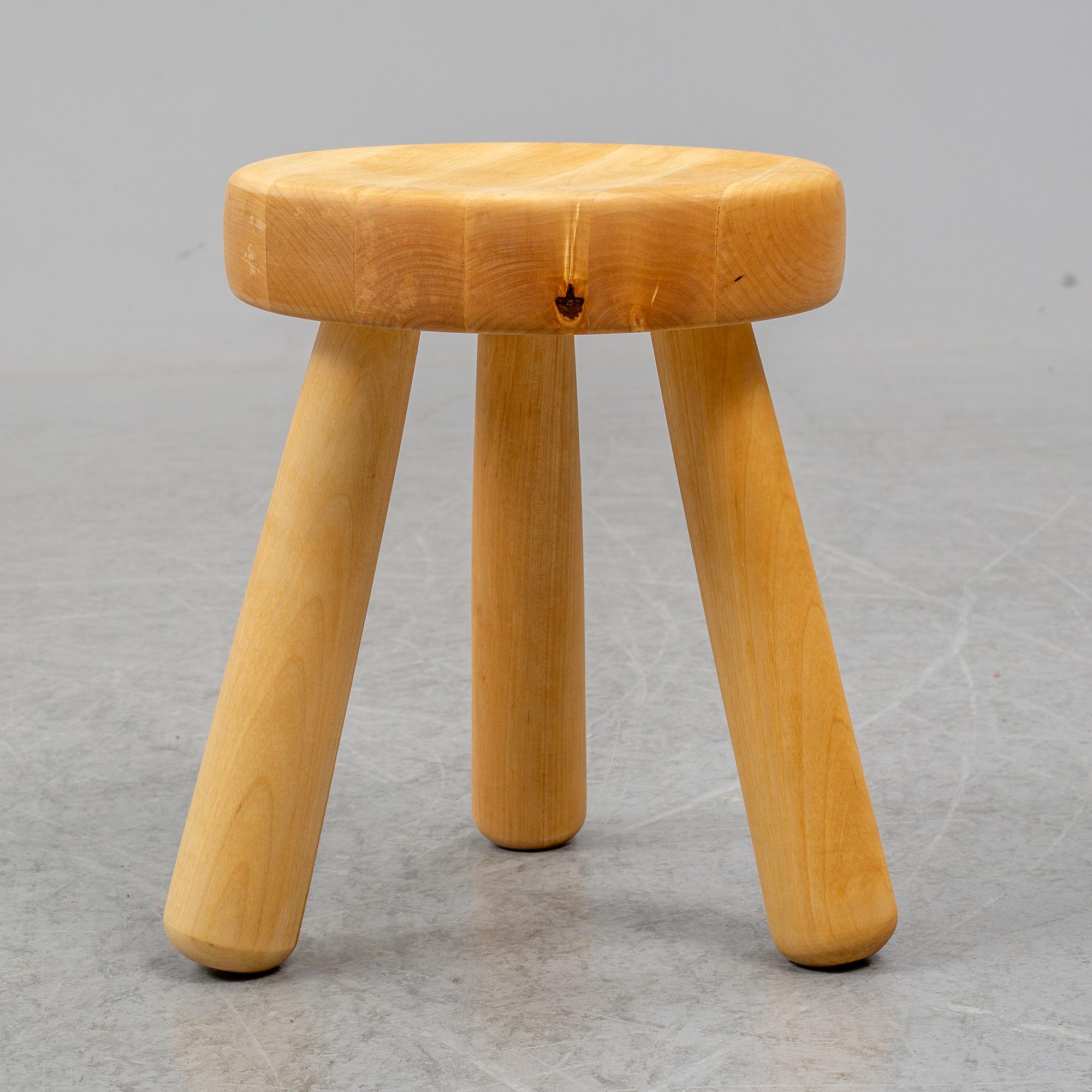 INGVAR HILDINGSSON, a birch stool signed IH.