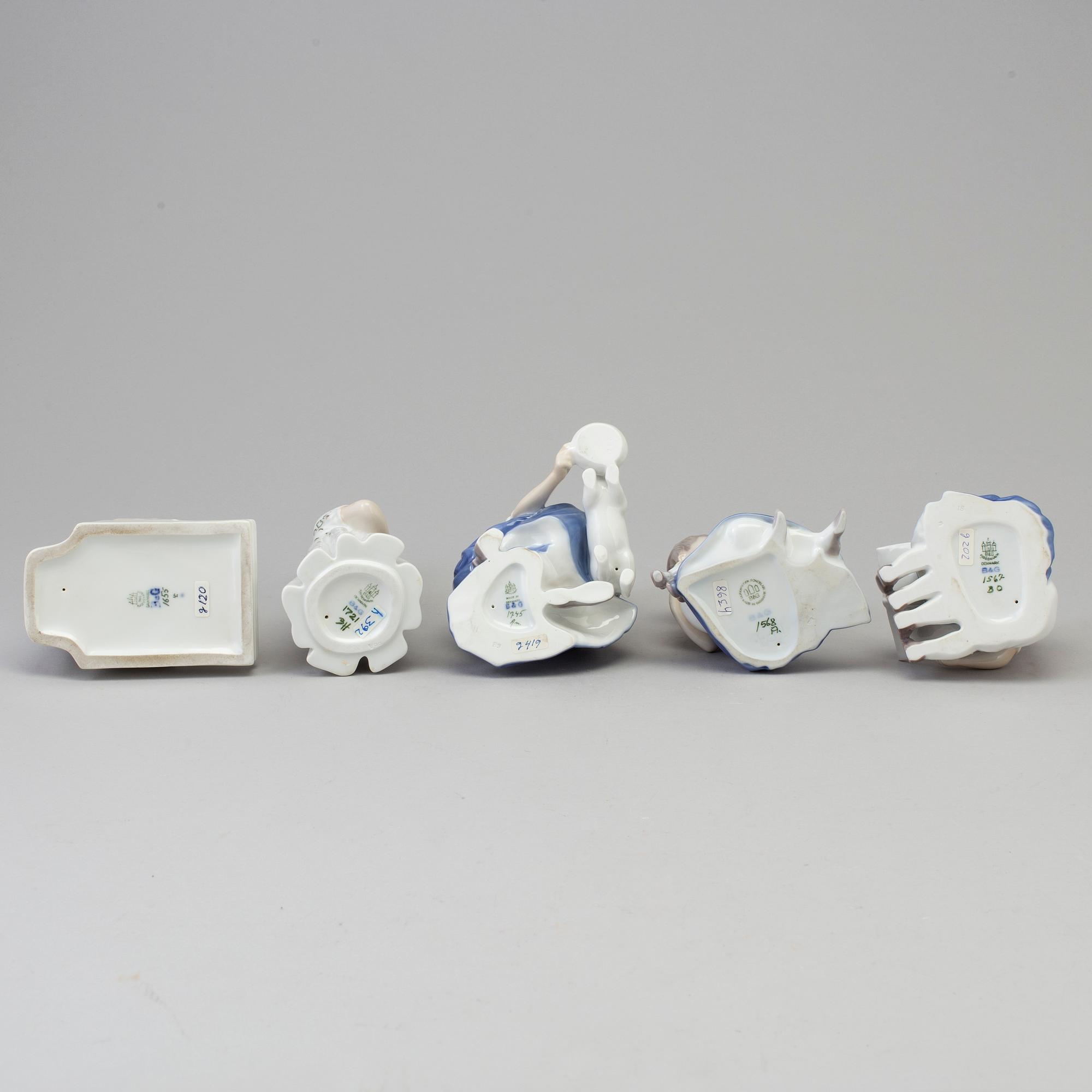Five Royal Copenhagen porcelain figurines, Denmark, second half of the 20th century.