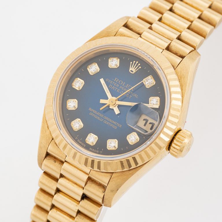 Rolex, Oyster Perpetual, Datejust, "Dégradé Diamond Dial", wristwatch, 26 mm.