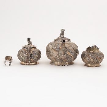 A Chinese Export silver tea service, unidentified maker's mark, 20th Century.