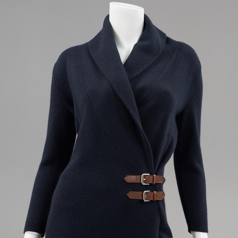 A black wool dress by Ralph Lauren.