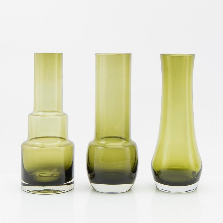 Tamara Aladin, Vases, 5 pcs, glass, Riihimäen Lasi, Finland, 1960s/70s.