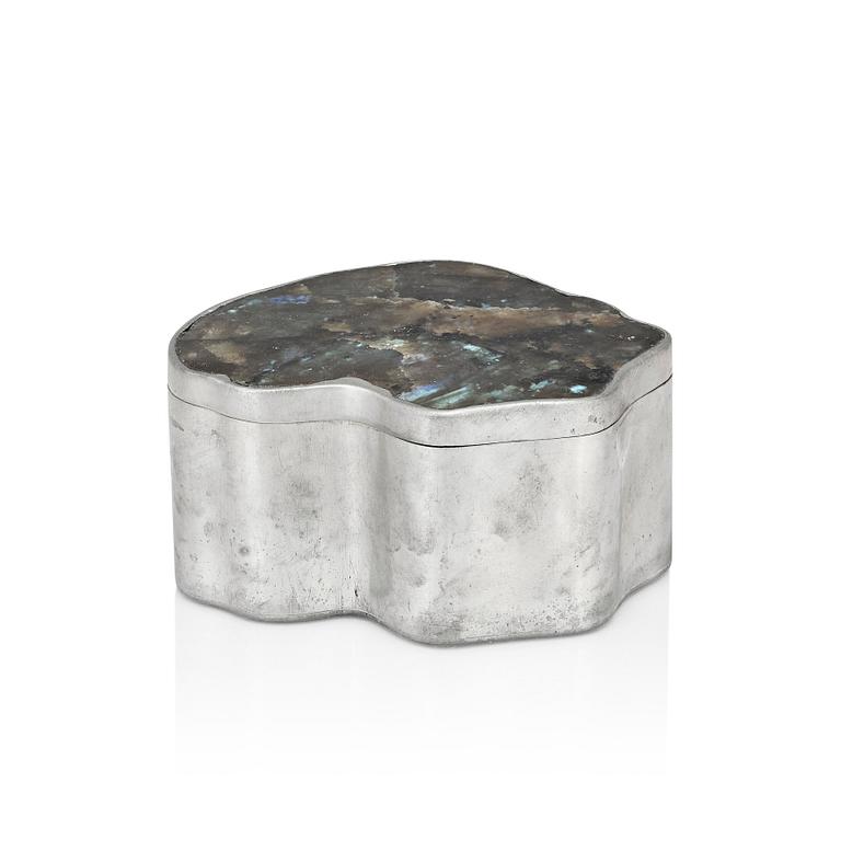 Estrid Ericson, a pewter lidded box with labradorite, Svenskt Tenn, Stockholm 1974.