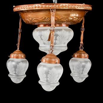TAKLAMPA, jugend, 1900-talets första del. Höjd 45 cm.