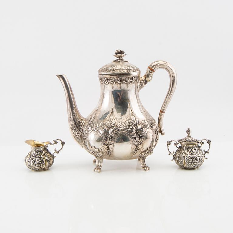 Kaffeservis 3 dlr silver svenska importstämplar 1900-talets första hälft/mitt.