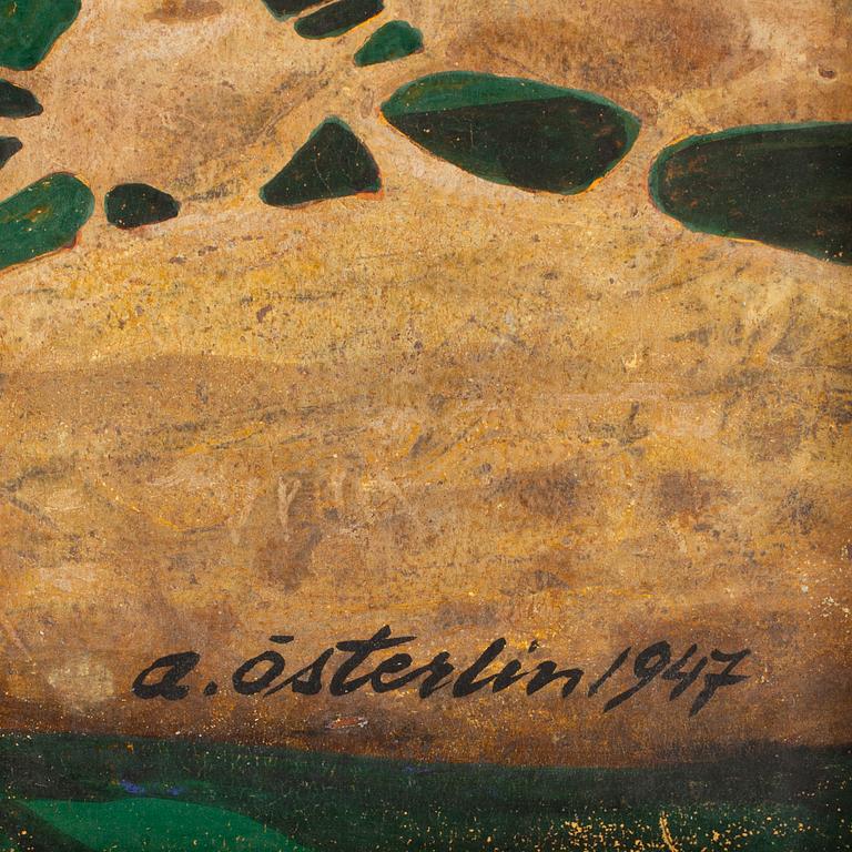 ANDERS ÖSTERLIN, blandteknik på pannå, sign o dat 1947.